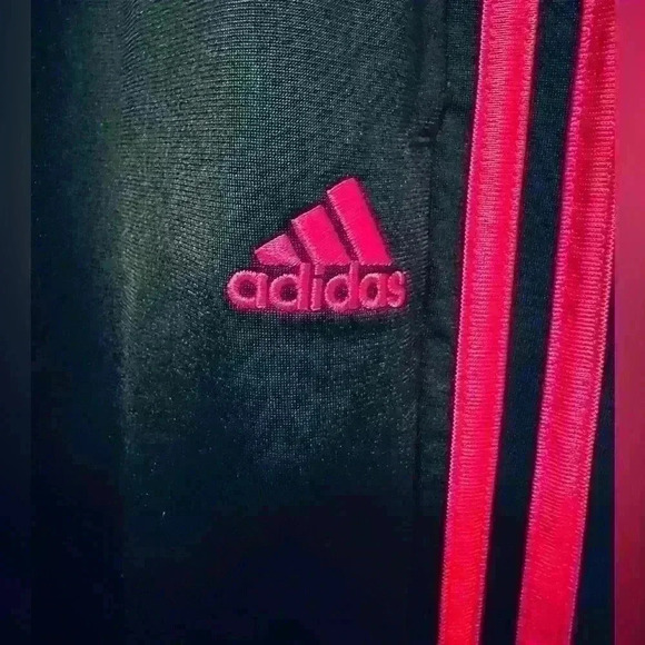 Adidas Youth Tall Size Large/14, Classic Tricot Jogger, Black with Pink Stripes - Picture 4 of 14